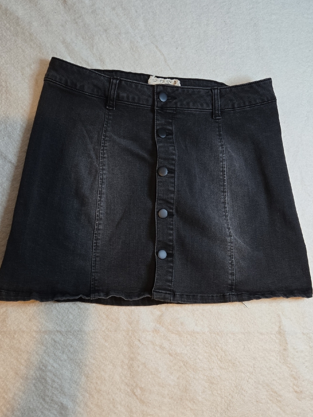 Altar'd State Black Button-Front A-Line Mini Skirt